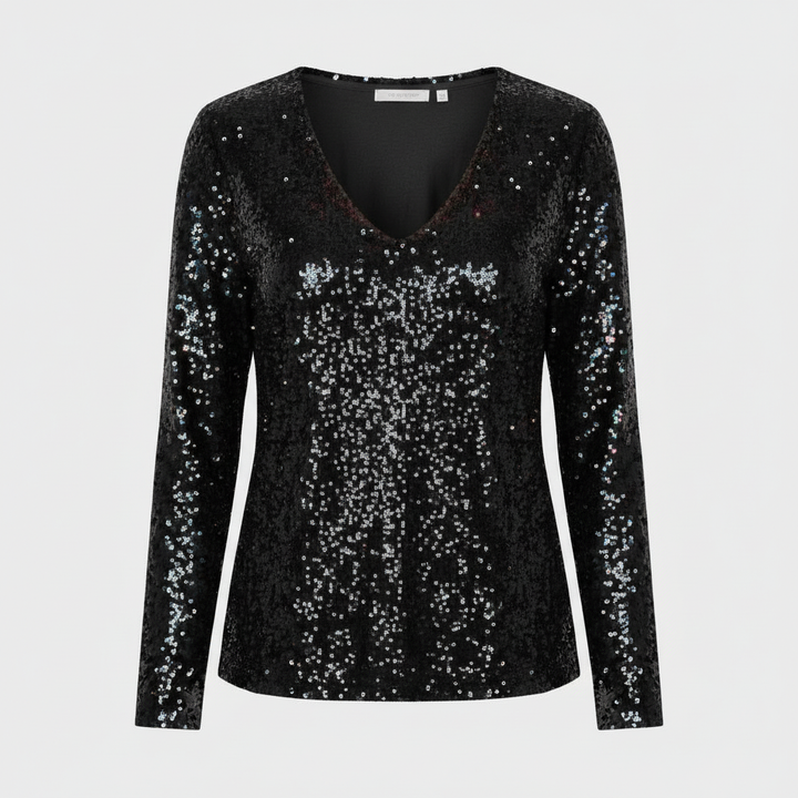 Glitzernde Party Eleganz V Ausschnitt Top Damen
