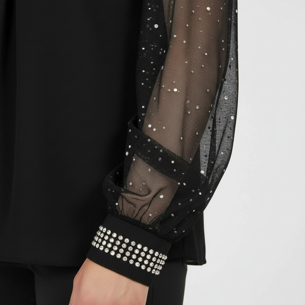 Mesh-Pailletten Damen Top