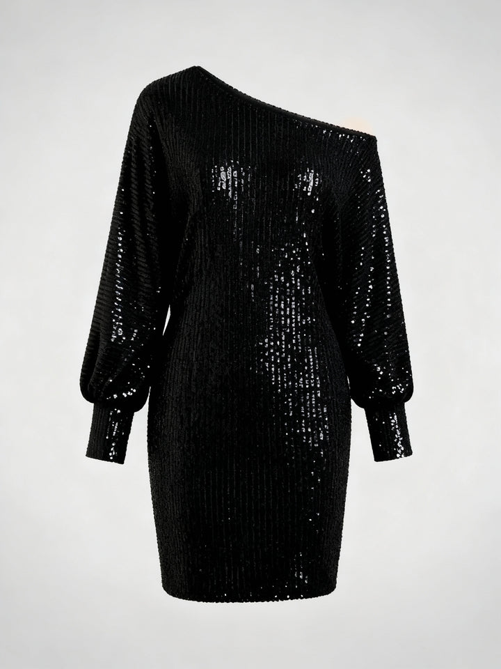 Glamouröses Kontrast Paillettenkleid Damen