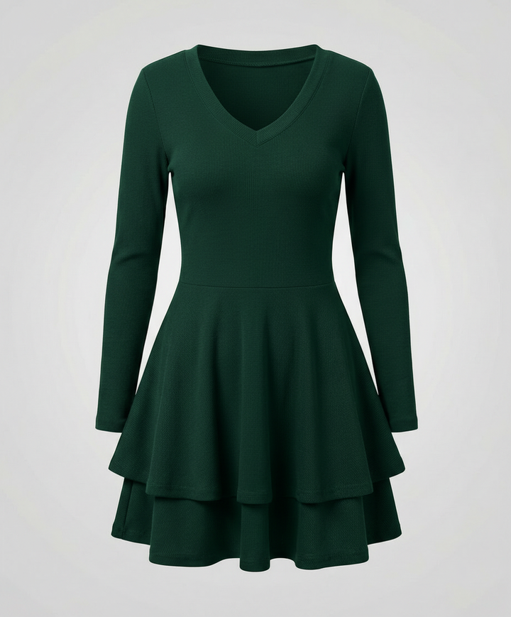 Damen Wickelkleid Rüschen