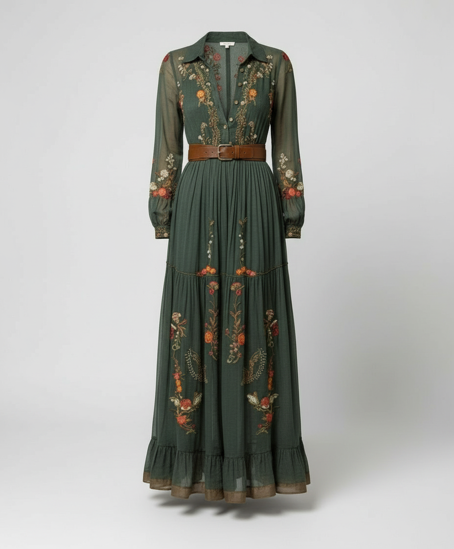 Boho Maxikleid mit V-Ausschnitt