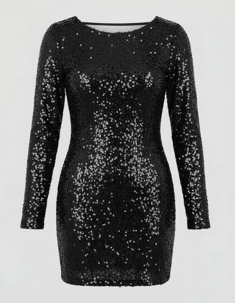 Rückenfreies Glitzer Winterkleid