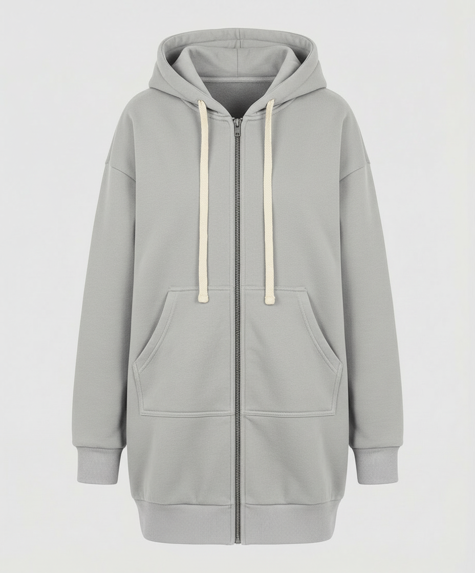 Knielanger Komfort Hoodie Damen