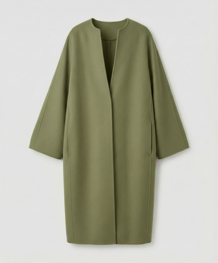 Eleganter Langer Wollmantel Damen
