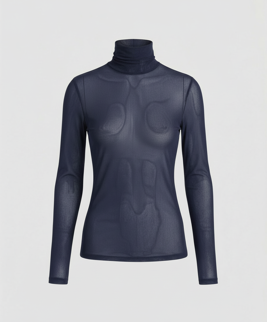 Transparente Turtleneck Bluse Damen