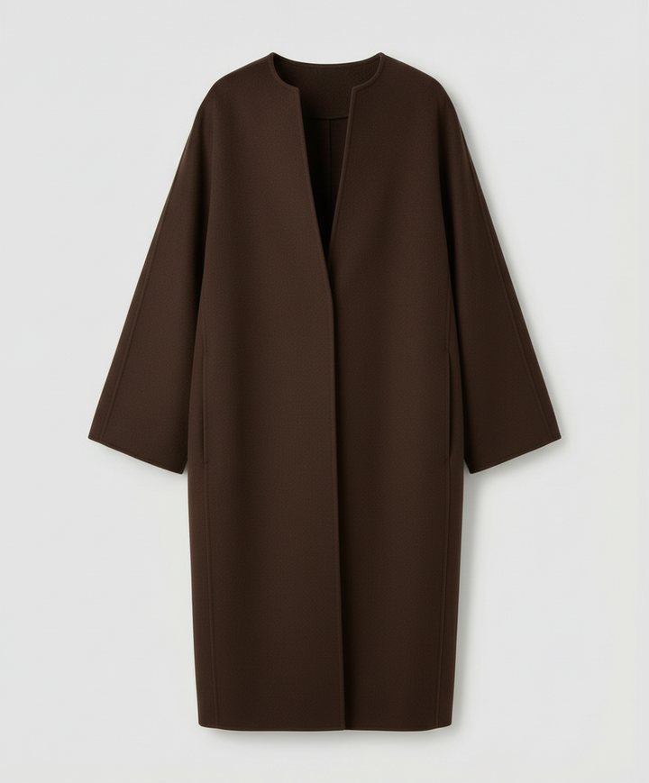 Eleganter Langer Wollmantel Damen