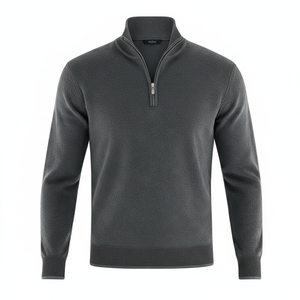 Eleganter Merino Komfort Pullover Damen Reißverschluss Moderne Strickware