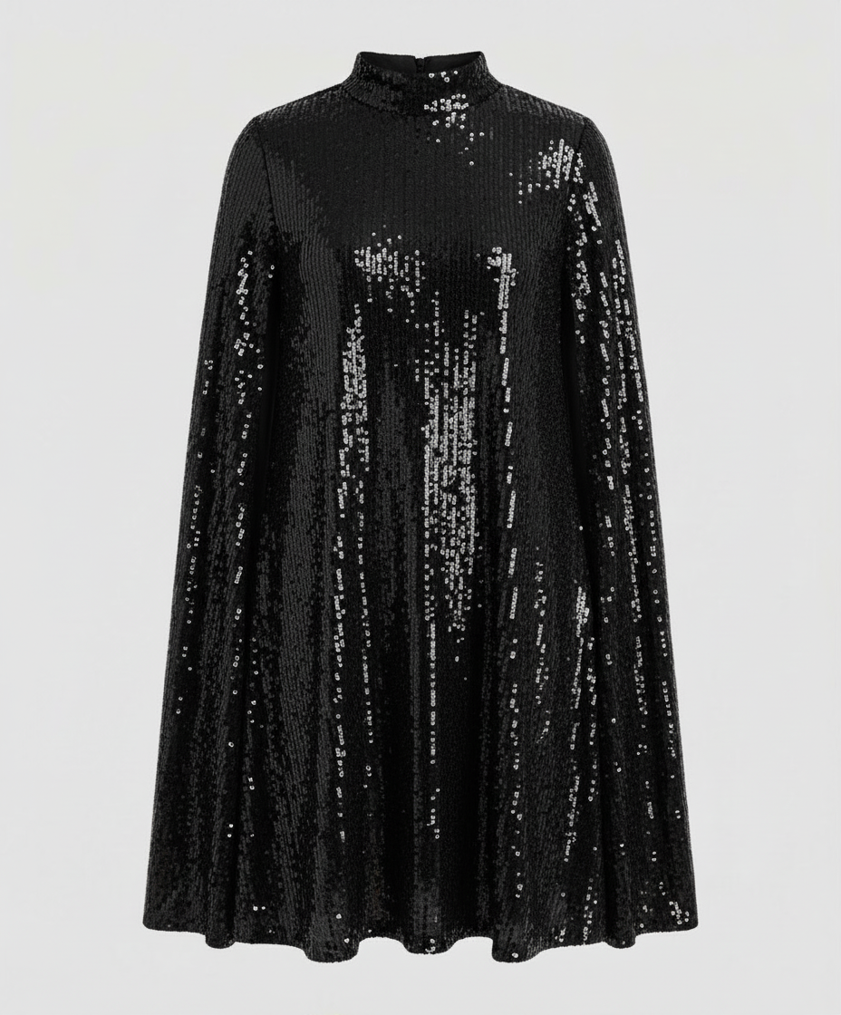 Elegantes Cape Pailletten Kleid