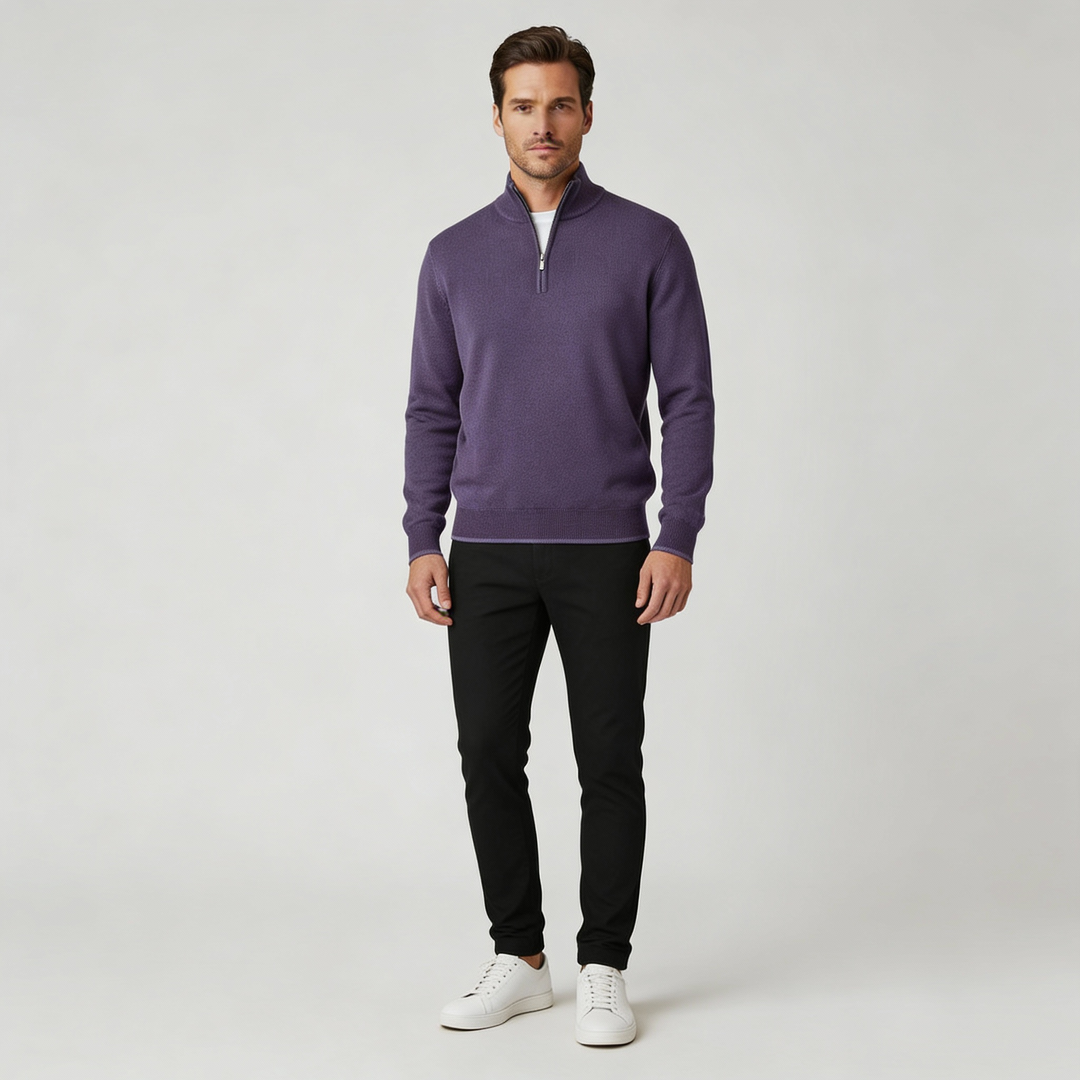 Eleganter Merino Komfort Pullover Damen Reißverschluss Moderne Strickware