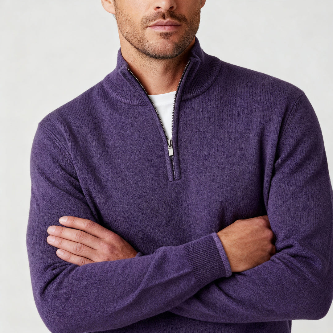 Eleganter Merino Komfort Pullover Damen Reißverschluss Moderne Strickware