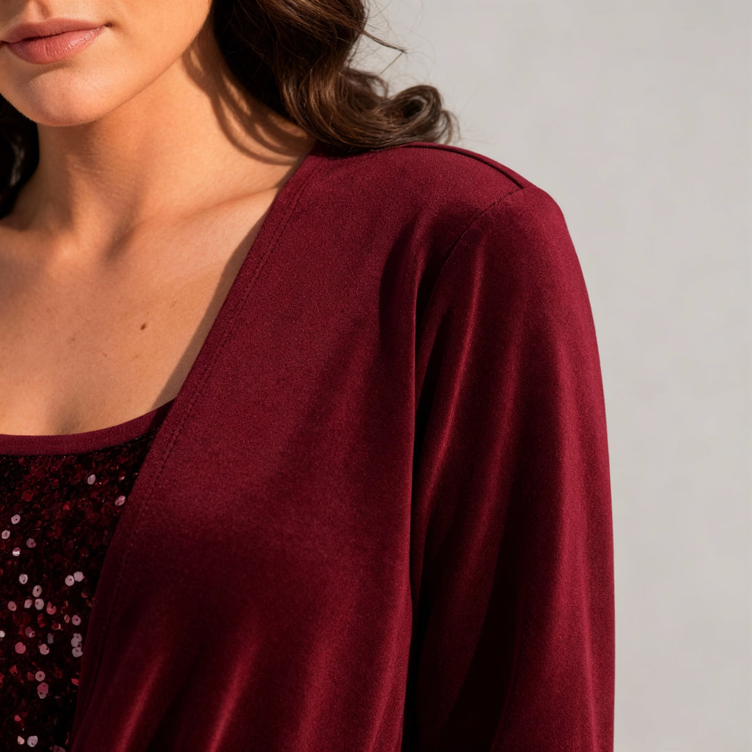 Elegante Figurfreundliche Pailletten Langarmbluse Damen