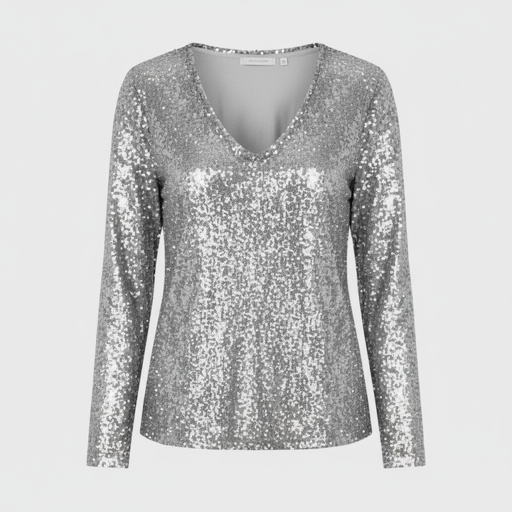 Glitzernde Party Eleganz V Ausschnitt Top Damen