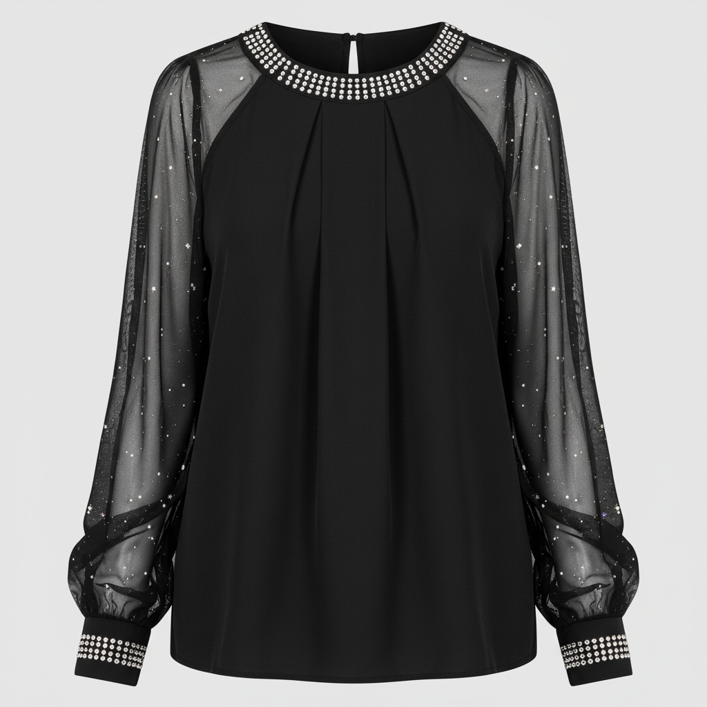 Mesh-Pailletten Damen Top