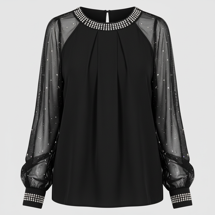 Mesh-Pailletten Damen Top
