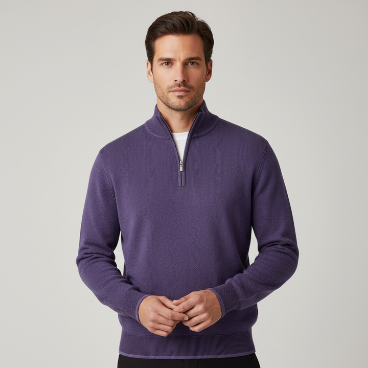 Eleganter Merino Komfort Pullover Damen Reißverschluss Moderne Strickware