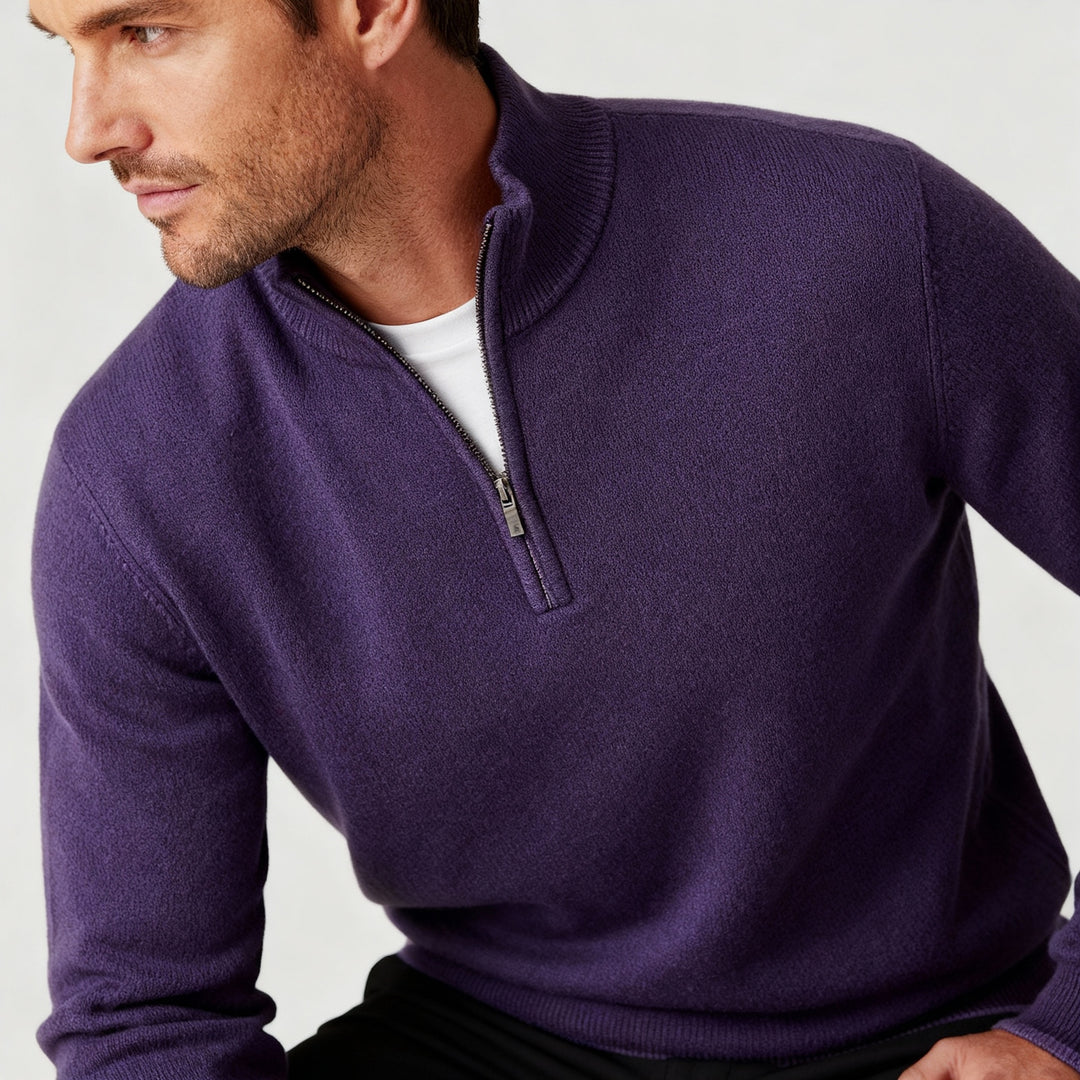 Eleganter Merino Komfort Pullover Damen Reißverschluss Moderne Strickware