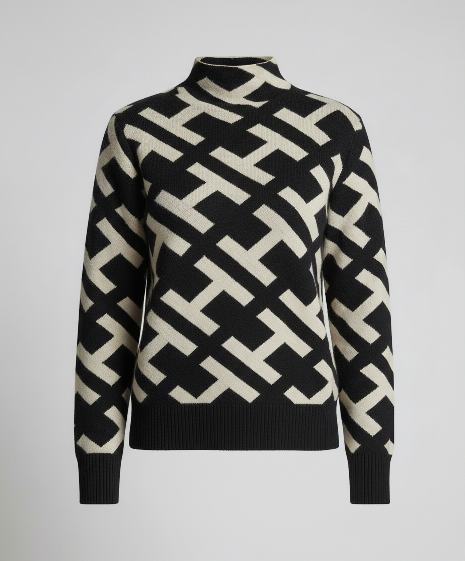 Bequemer Geometrischer Pullover Damen