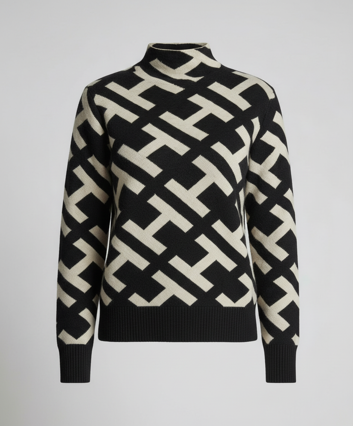 Bequemer Geometrischer Pullover Damen