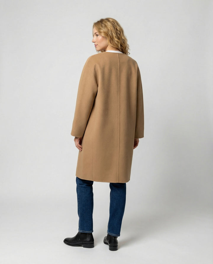 Eleganter Langer Wollmantel Damen