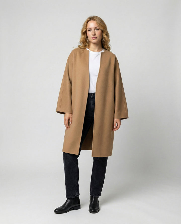 Eleganter Langer Wollmantel Damen