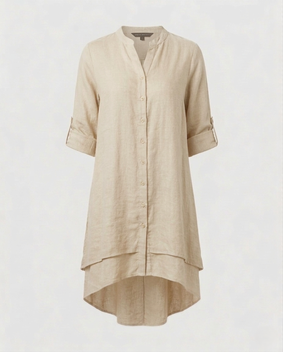 Damen Chiffonbluse mit Bubikragen und doppellagigem Saum.