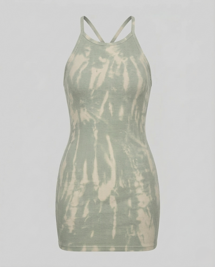 Damen Rippstrick-Minikleid Spaghettiträger