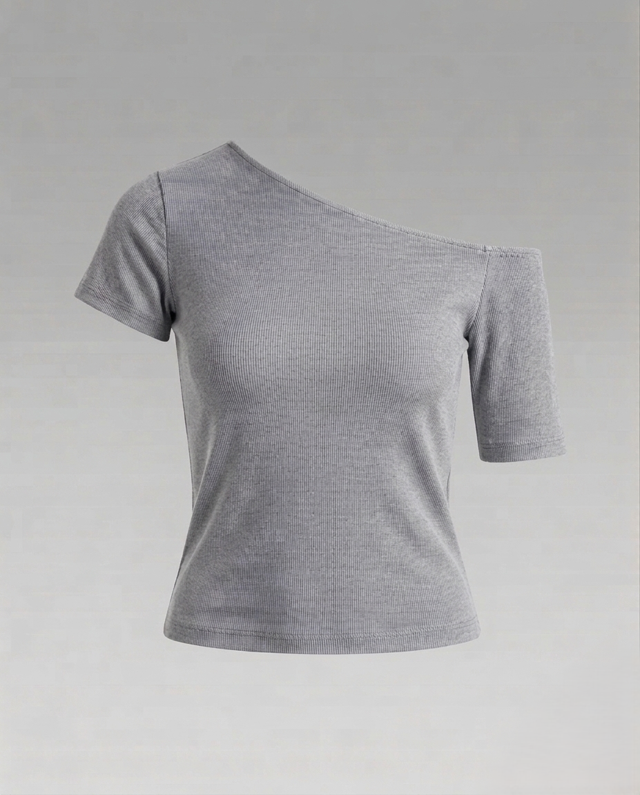 Damen Schulterfreies Jersey-Top Asymmetrisch