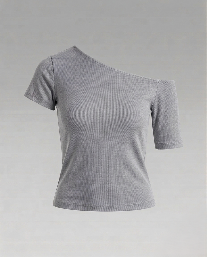 Damen Schulterfreies Jersey-Top Asymmetrisch
