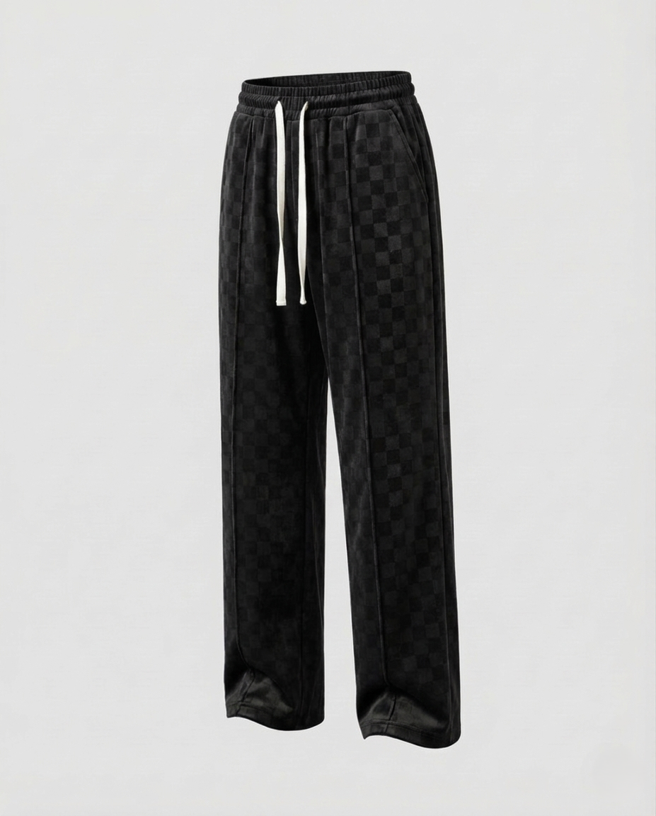 Herren Jacquardhose Karo Kordelzug