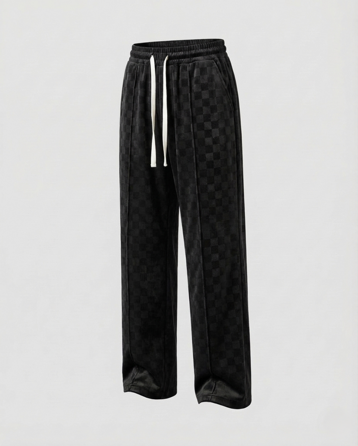 Herren Jacquardhose Karo Kordelzug