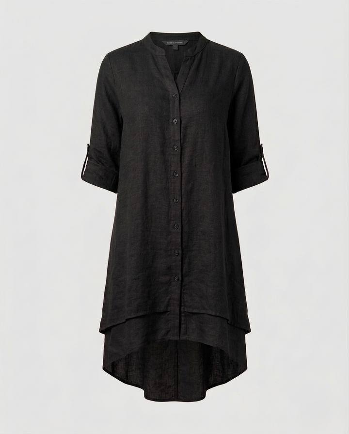 Damen Chiffonbluse mit Bubikragen und doppellagigem Saum.