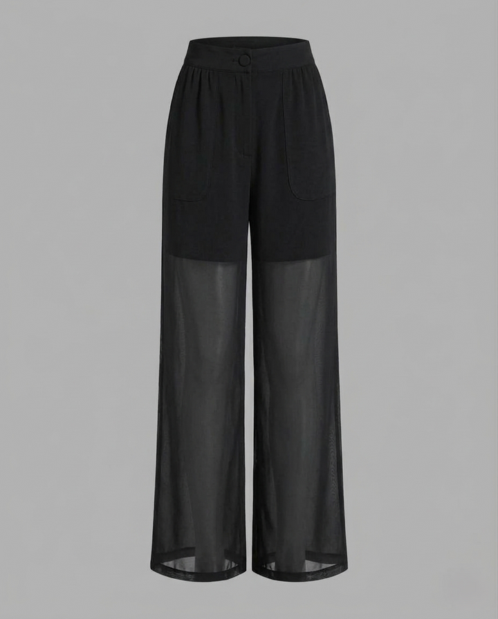 Damen Chiffon Hose Weit Elastikbund