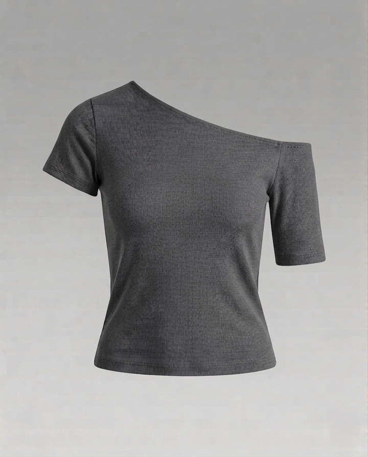 Damen Schulterfreies Jersey-Top Asymmetrisch