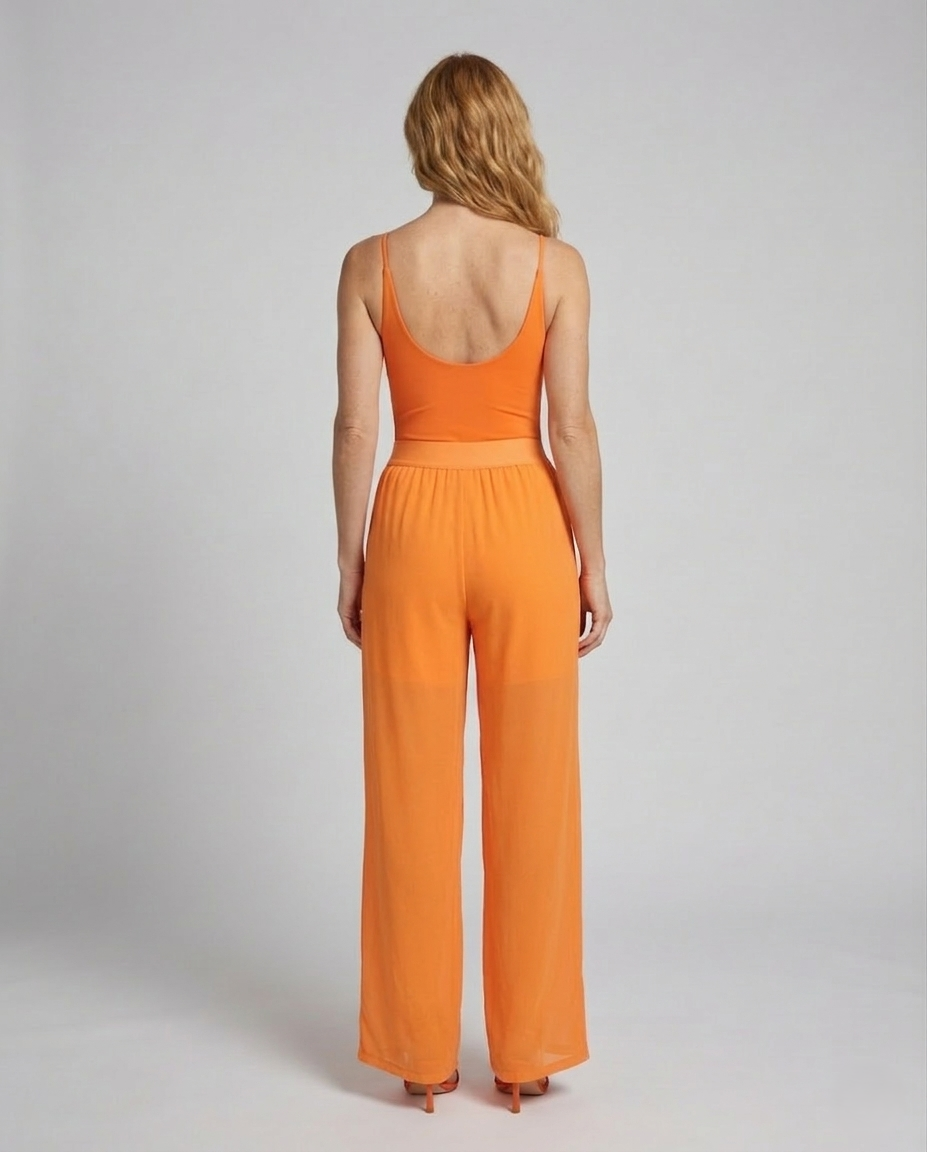 Damen Chiffon Hose Weit Elastikbund