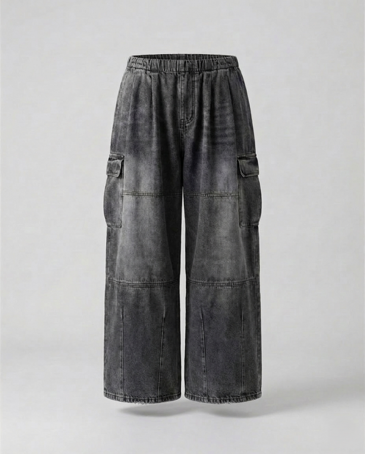 Unisex Jeans Cargohose Weit