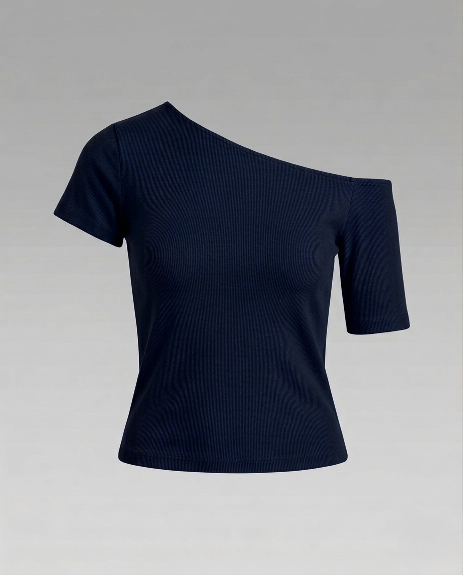 Damen Schulterfreies Jersey-Top Asymmetrisch