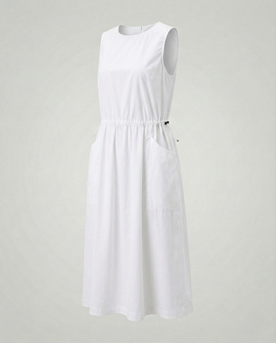 Damen Ärmelloses Midikleid mit Kordelzug Bund