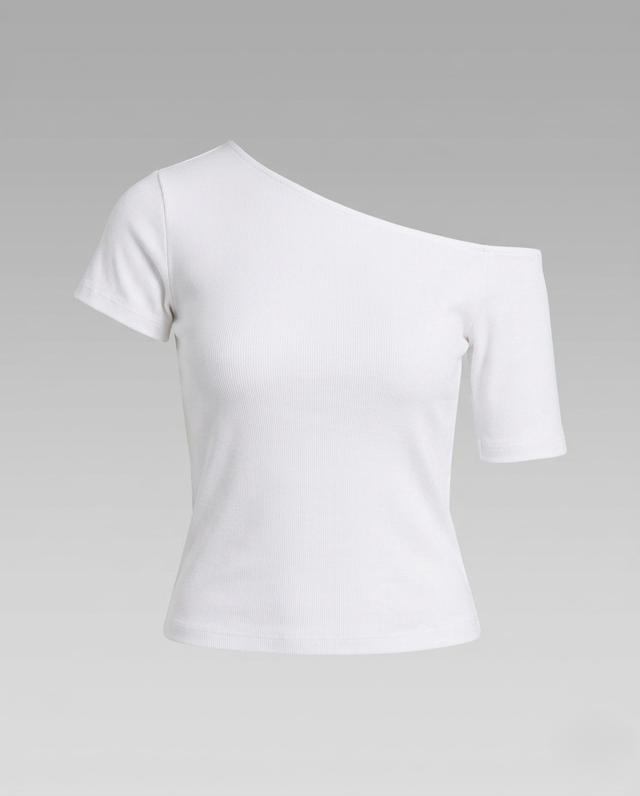 Damen Schulterfreies Jersey-Top Asymmetrisch