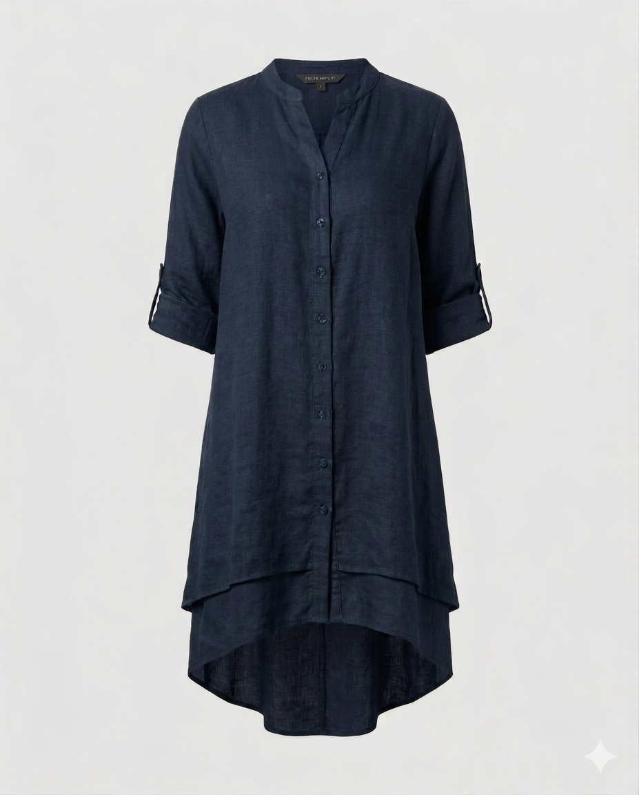 Damen Chiffonbluse mit Bubikragen und doppellagigem Saum.
