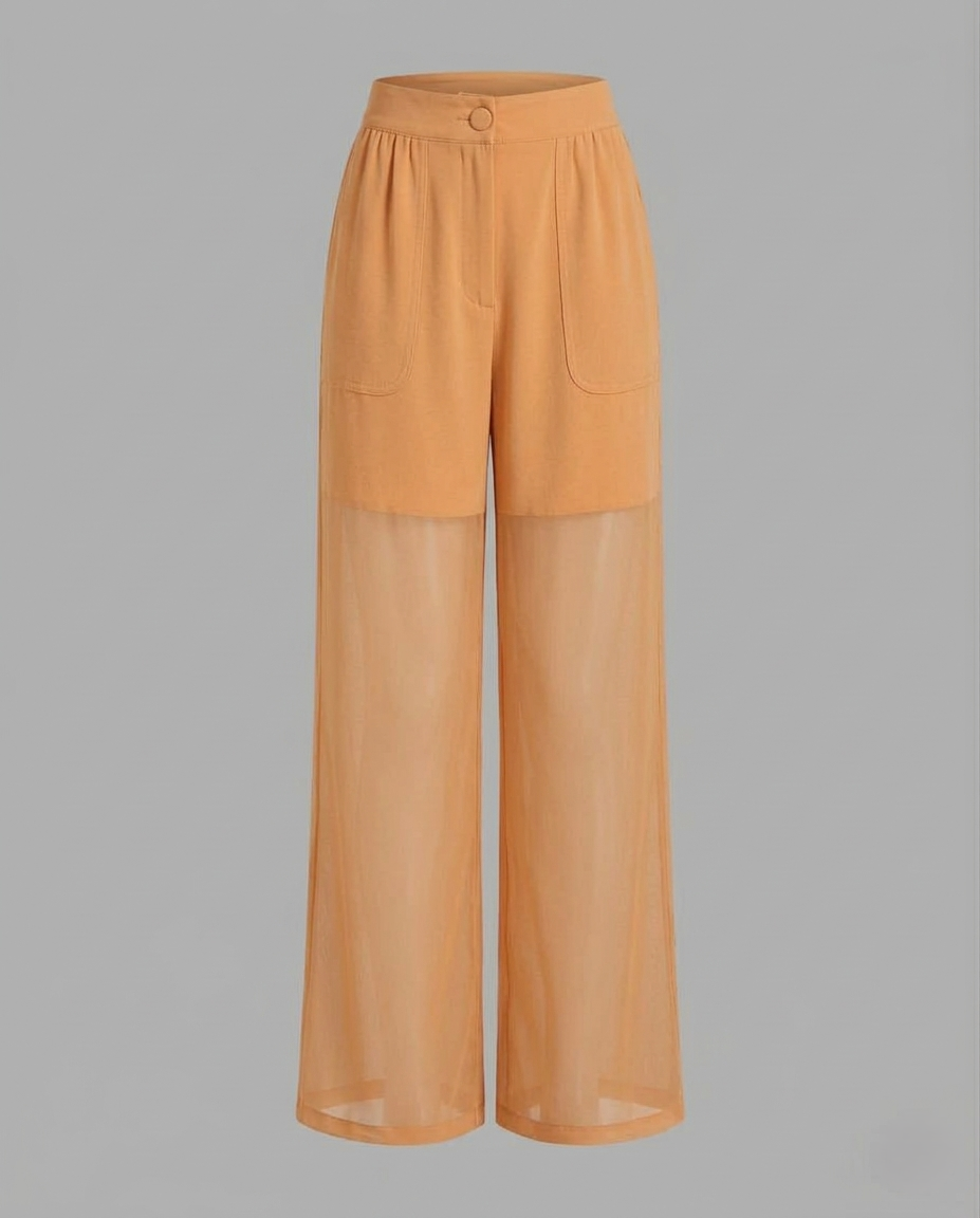 Damen Chiffon Hose Weit Elastikbund