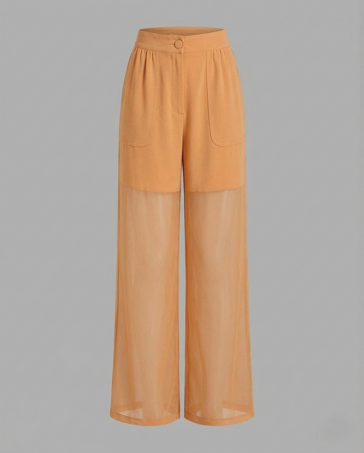 Damen Chiffon Hose Weit Elastikbund