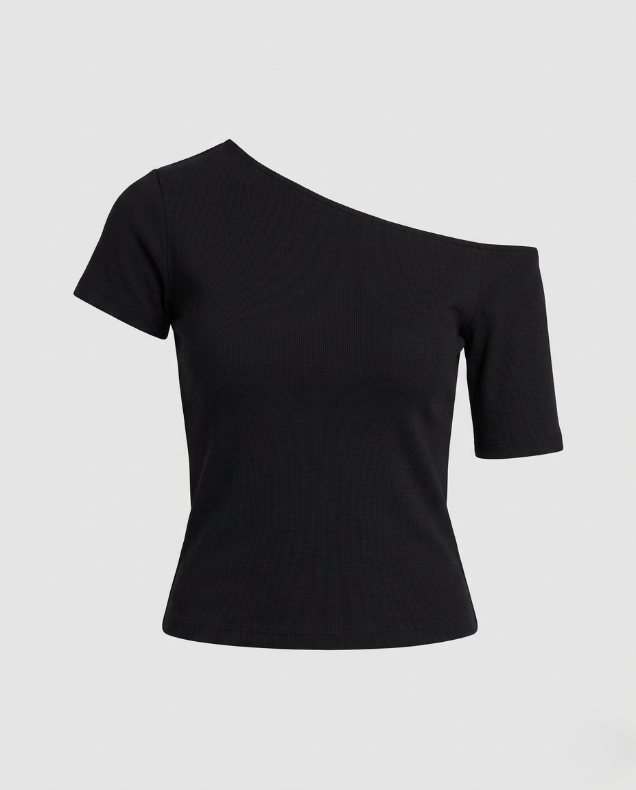 Damen Schulterfreies Jersey-Top Asymmetrisch