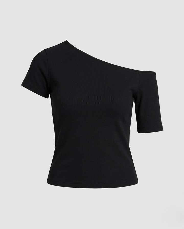 Damen Schulterfreies Jersey-Top Asymmetrisch
