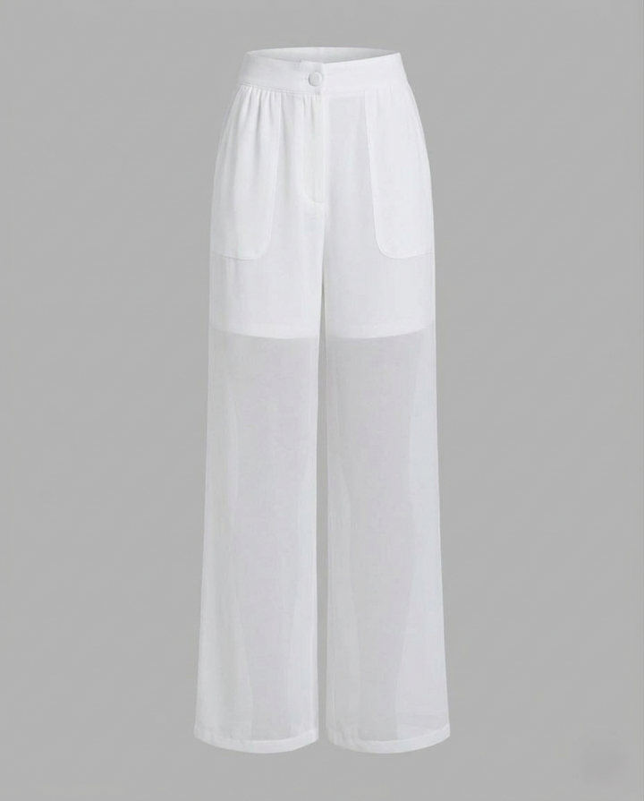Damen Chiffon Hose Weit Elastikbund