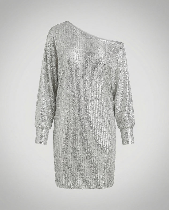 Glamouröses Kontrast Paillettenkleid Damen