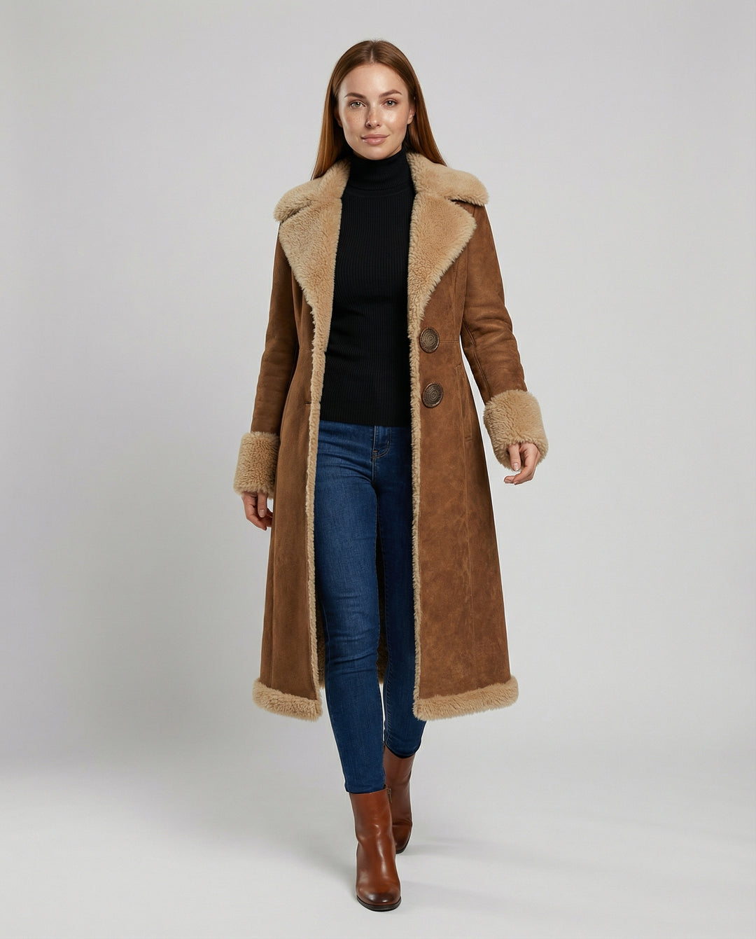 Eleganter Damen Wildleder-Trenchcoat