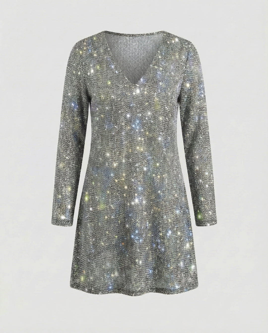 Damen Pailletten Kleid Langarm