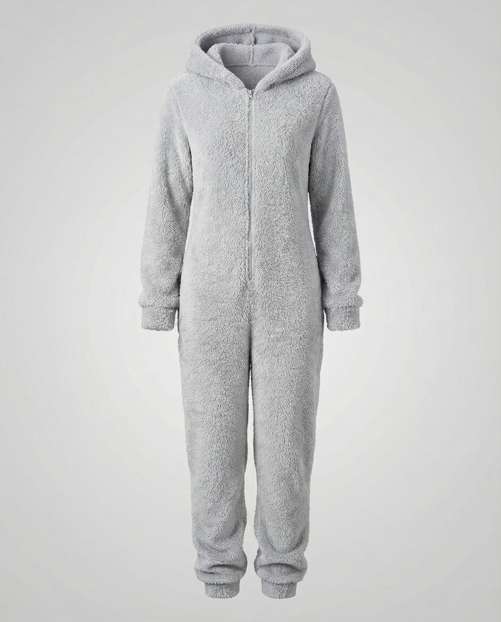 Damen Teddy Fleece Overall Kapuze