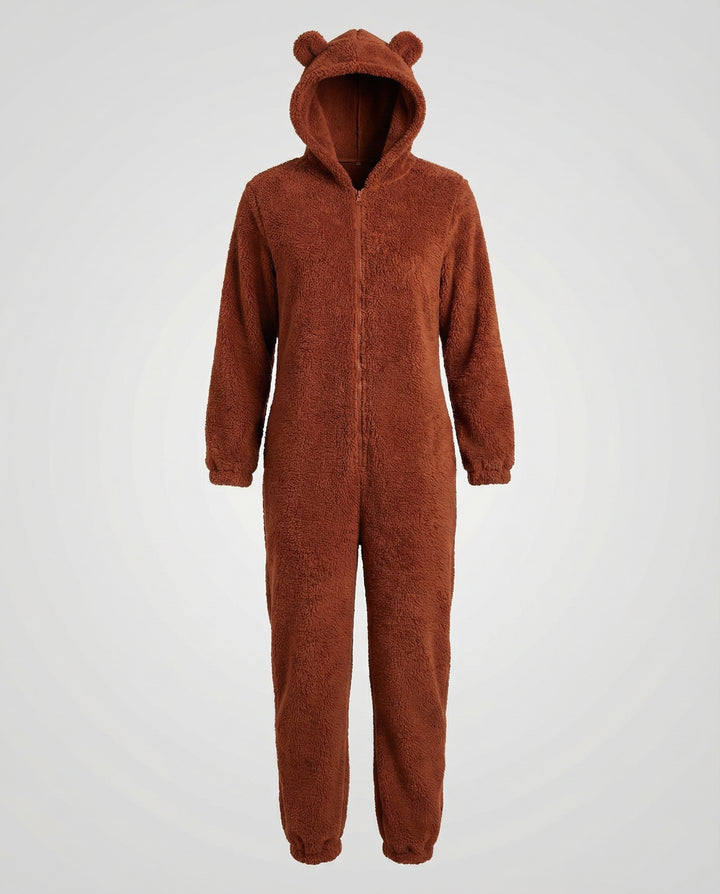 Damen Teddy Fleece Overall Kapuze