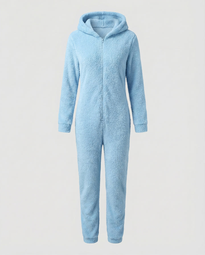 Damen Teddy Fleece Overall Kapuze